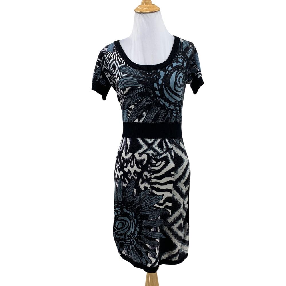 Desigual Dress Womens S Small Multi Art To Wear Floral Eclectic Short Sleeve